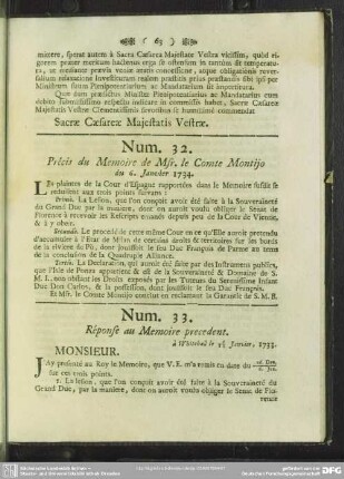 Num. 33. Réponse au Memoire precedent