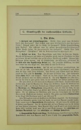 G. Grundbegriffe der mathematischen Erdkunde