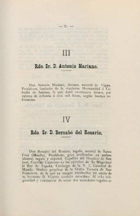 IV. Rdo. Sr. D. Bernabé del Rosario