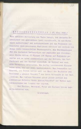 37 Kriegsnachrichten 17. Juni 1915