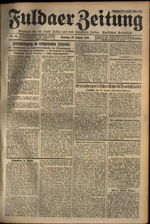 Erste Ausgabe vom Sonntag, den 29. Januar 1928.