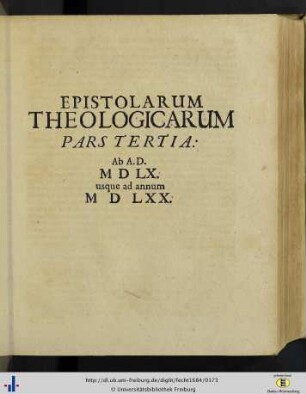 Epistolarum Theologicarum Pars III.
