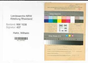 Entnazifizierung Wilhelm Hahn , geb. 23.10.1914 (Finanzbeamter)