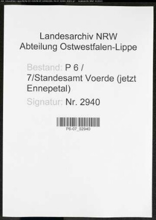 Sterberegister Standesamt Voerde
