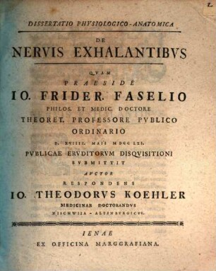 Diss. physiol. anat. de nervis exhalantibus