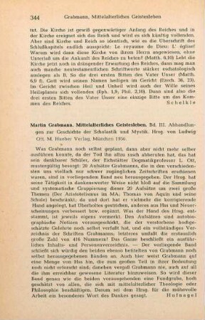 344 [Rezension] Grabmann, Mittelalterliches Geistesleben; Bd. III