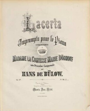 Lacerta : impromptu pour le piano ; op. 27