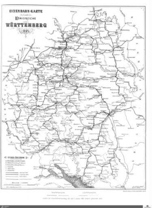 Eisenbahn-Karte Württemberg 1895