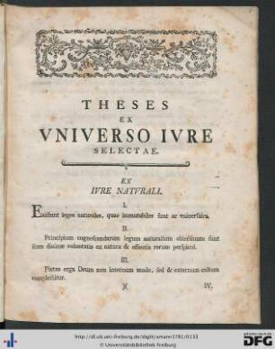 Theses Ex Universo Iure Selectae.
