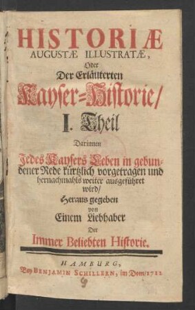 Th. 1: Darinnen Jedes Kaysers Leben in gebundener Rede kürtzlich vorgetragen und hernachmahls weiter ausgeführet wird
