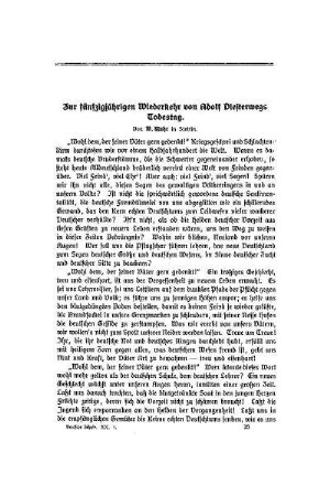 Zur fünfzigjährigen Wiederkehr von Adolf Diesterwegs Todestag