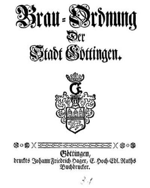 Brau-Ordnung der Stadt Göttingen