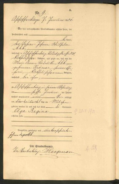 Standesamtsbuch der Stadt Aschaffenburg: Geburten 365/1900 - 184/1901