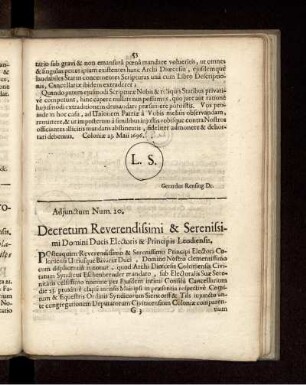 Adjunctum Num. 20.
