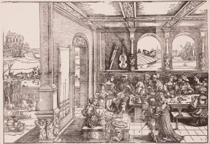 Geschichte des verlorenen Sohnes : Beham, Sebald: Geschichte des verlorenen Sohnes. Holzschnitt in zwei Teilen; 65,7 x 95,2 cm. Dresden: Kupferstich-Kabinett