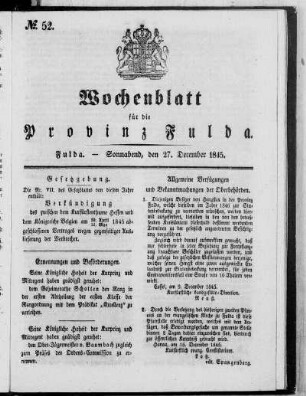 Nr. 52, Ausgabe vom 27. Dezember 1845