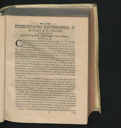 Exercitatio Iustinianea V. Respondente Christiano Wildvogel ...