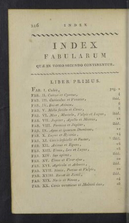 Index fabularum.