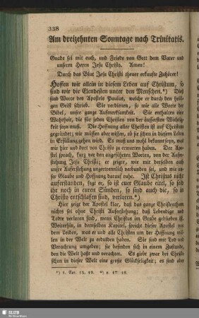 Am dreizehnten Sonntage nach Trinitatis