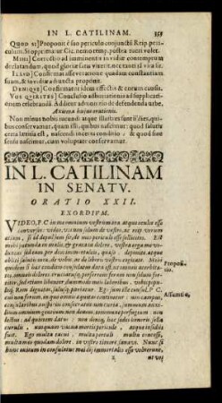 In L. Catilinam In Senatu. Oratio XXII.
