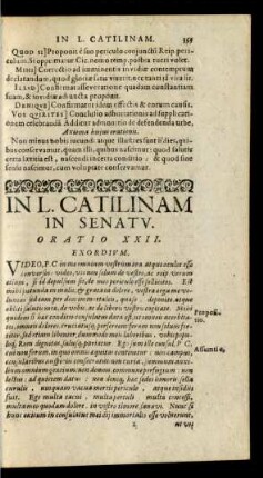 In L. Catilinam In Senatu. Oratio XXII.