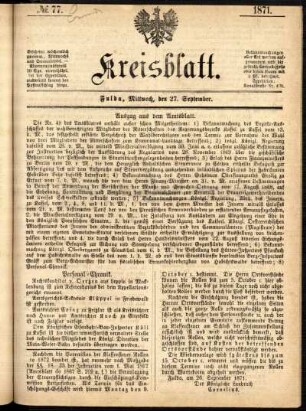 Ausgabe vom Mittwoch, den 27. September 1871.