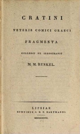 Cratini veteris comici Graeci Fragmenta
