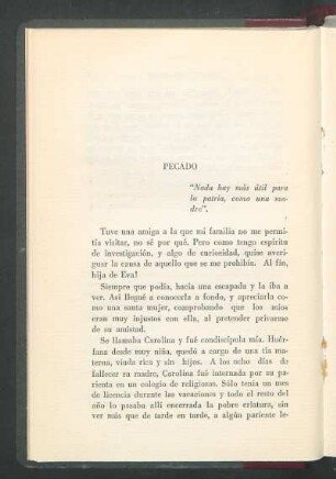 Pecado : "Nada hay más útil para la patria, como una madre".