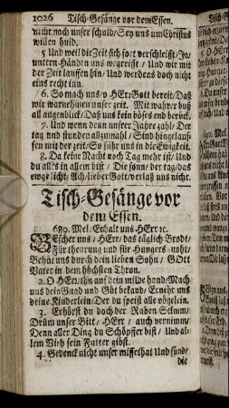 Tisch-Gesänge vor dem Essen.