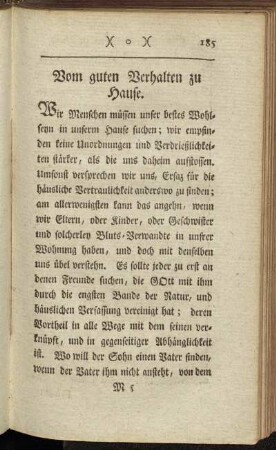 Vom guten Verhalten zu Hause.