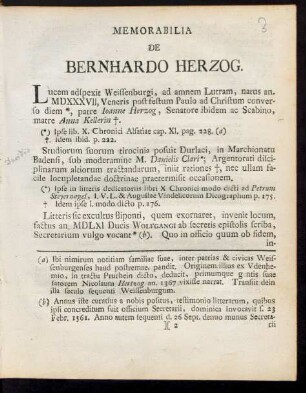 Memorabilia De Bernhardo Herzog