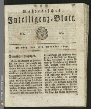 No. 45. Dienstag, den 7ten November 1809