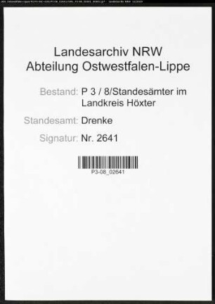 Sterberegister Standesamt Drenke