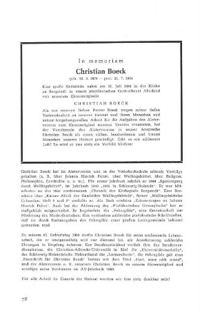 In memoriam Christian Boeck