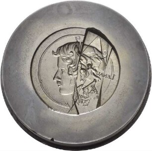 Vorderseitenstempel von Victor Huster für eine Medaille zum 200. Geburtstag von Nikolaus Lenau