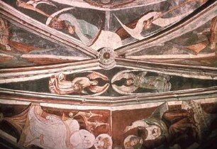 Christus, Maria, Kirchenväter, Evangelistensymbole und Engel mit den Leidenswerkzeugen