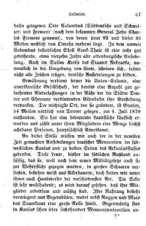 Colonien der Amerikaner und Mennoniten.