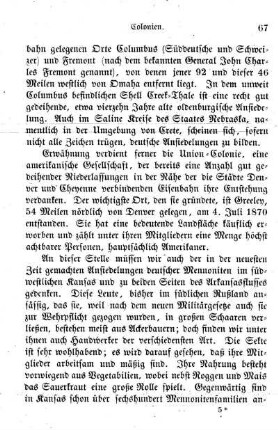 Colonien der Amerikaner und Mennoniten.