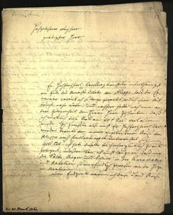 12) Niebuhr an Bernstorff, Bursa, 14. Januar 1767, mit Präsentationsvermerk vom 21. März 1767
