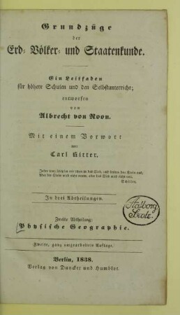 Abth. 2: Physische Geographie