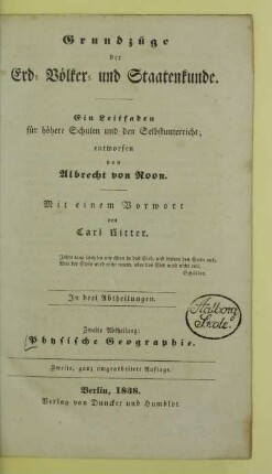 Abth. 2: Physische Geographie