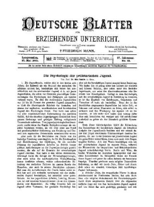 Die Psychologie der proletarischen Jugend