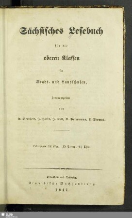 Sächsisches Lesebuch für die oberen Klassen der Volksschule