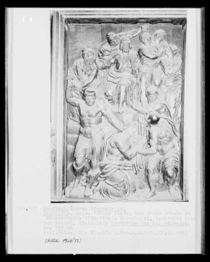 Hochaltar, 1. Geschoss, linkes Relief: Martyrium des Heiligen Acisolus