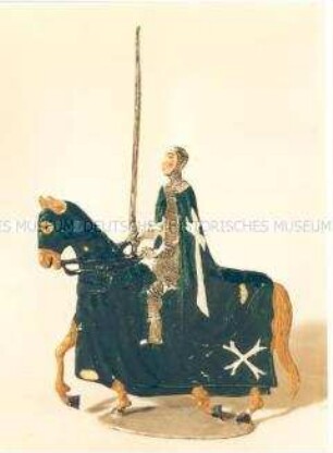 Zinnfiguren Festumzug "Tag der Deutschen Kunst": Reiter mit grünen Schabracken und Templerkreuz