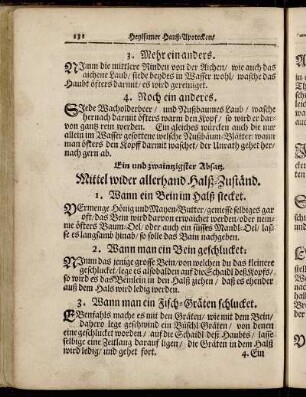 Ein und zwaintzigster Absatz. Mittel wider allerhand Halß-Zuständ
