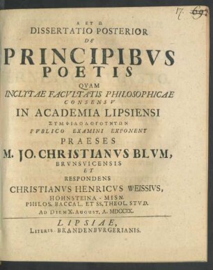 [2]: Dissertatio Posterior De Principibvs Poetis
