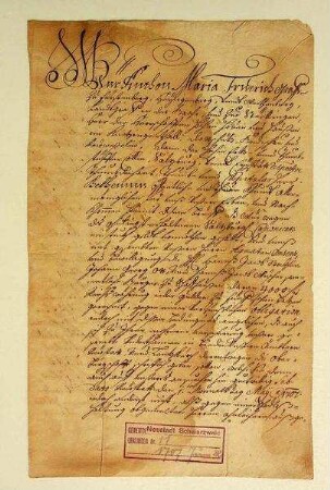 Schadlosbrief des Grafen Anton zu Fürstenberg