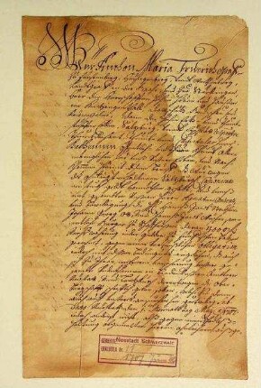 Schadlosbrief des Grafen Anton zu Fürstenberg