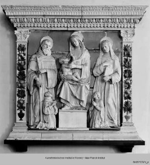 Madonna mit Kind zwischen dem heiligen Giovanni Gualberto, der Seligen Humilitas und Stiftern - Altar mit Madonna und Kind zwischen Heiligen und Stiftern